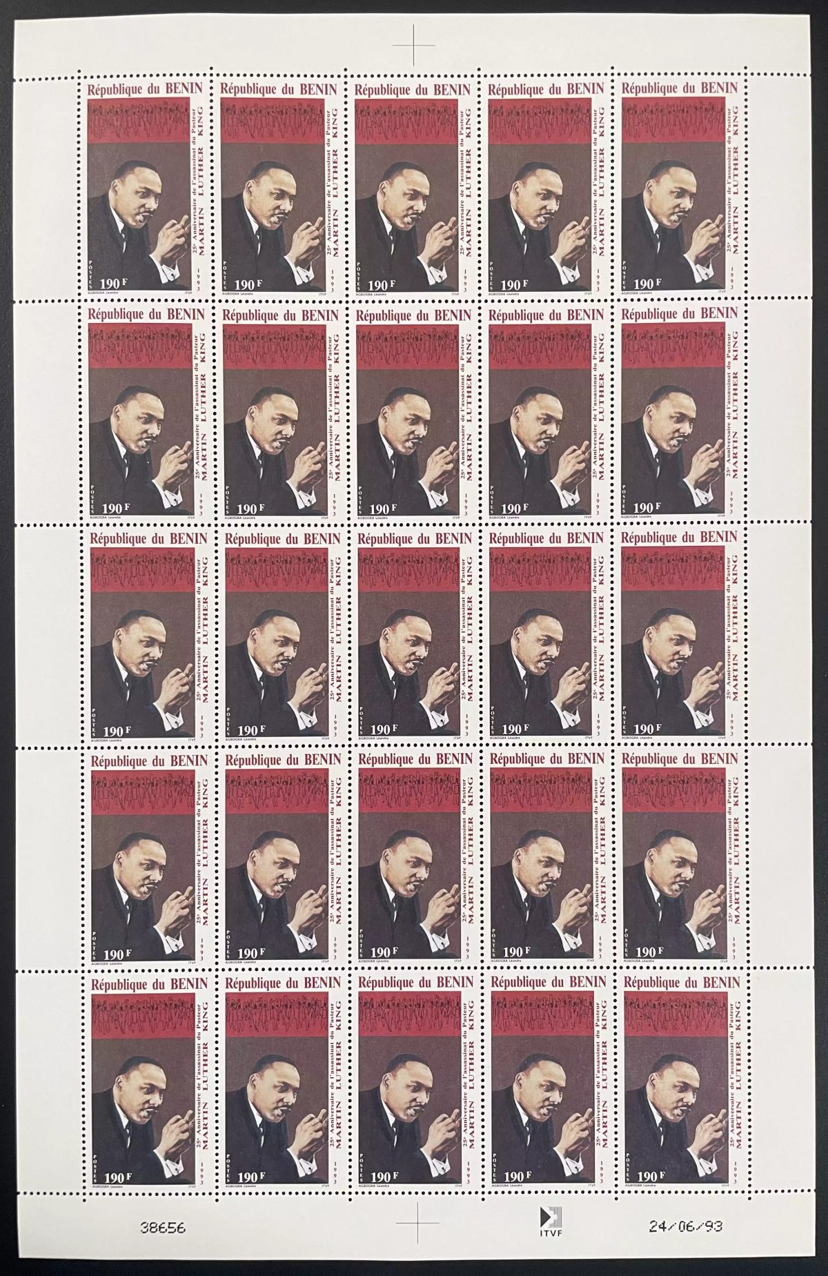 Bénin 1993 YT 708 planche Martin Luther King droits humains civiques