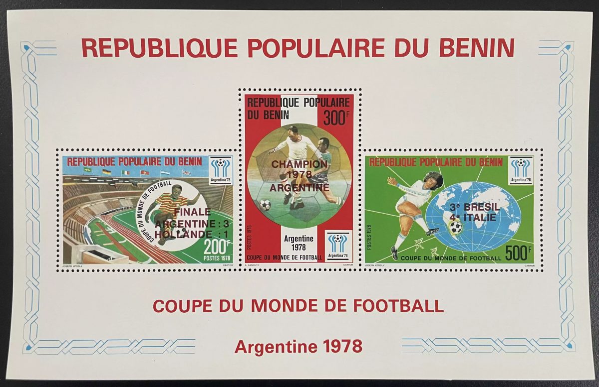 Benin 1978 YT Bl. 28 surchargé Coupe Monde Football Argentine Champion Sport