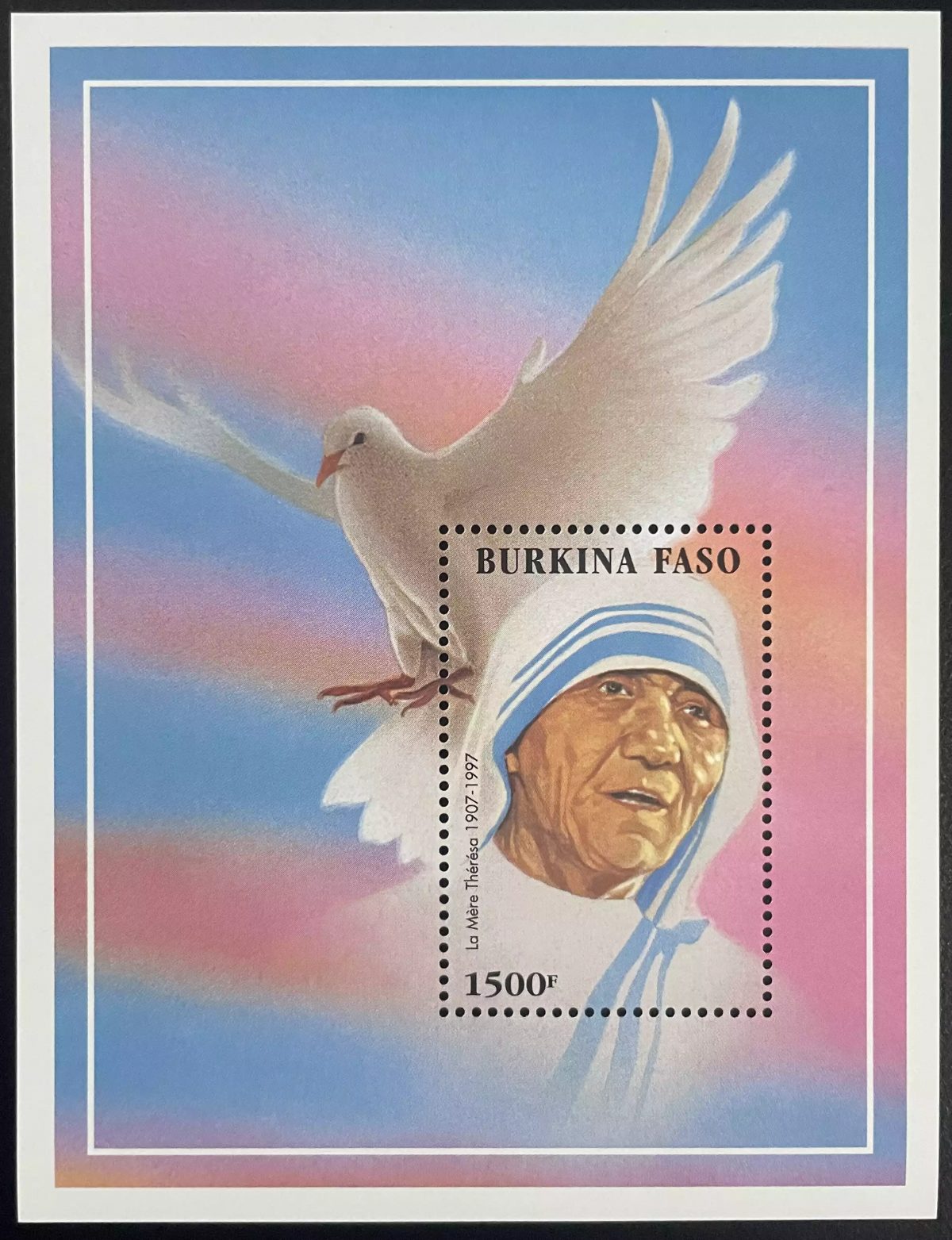 Burkina Faso 1998 Block 67 Mutter Teresa Friedensnobelpreis Taube
