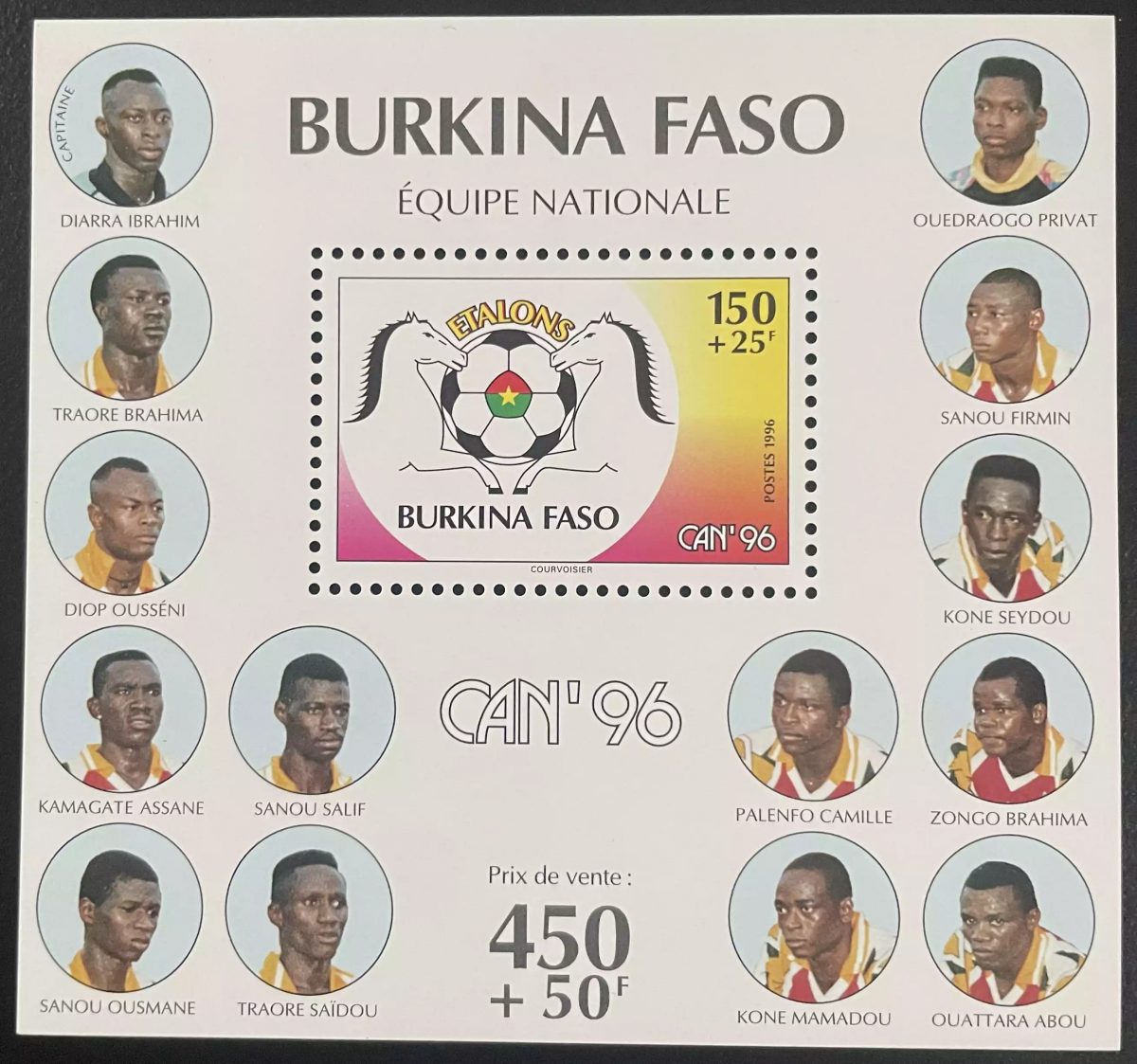 Burkina Faso 1996 YT Bl. 59 CAN'96 Football Équipe Nationale Joueurs Sport