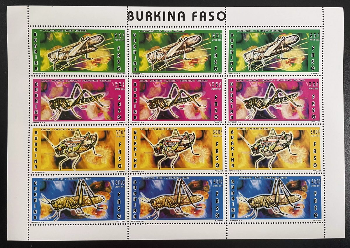 Burkina Faso 1996 YT 979-982 Block Heuschrecken Insekten Fauna