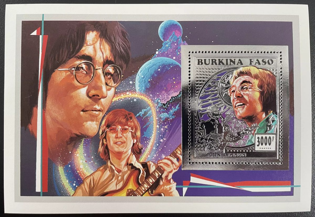 Burkina Faso 1996 Mi. Bl. 166 John Lennon Beatles Rock Pop Silber