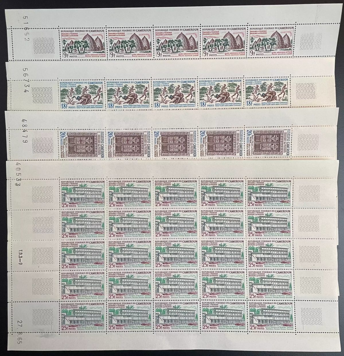 Kamerun 1965 YT 409-412 Bogen Folklore und Tourismus