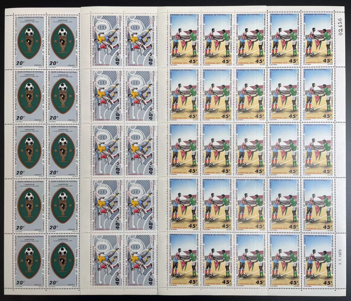 Cameroun 1972 YT 512-514 planche football coupe d'Afrique Soccer Fußball soccer