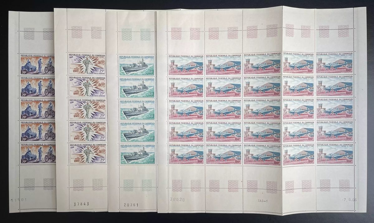 Kamerun 1966 YT PA 84-87 Bogen Gendarmerie Marine Luftwaffe Flugzeuge