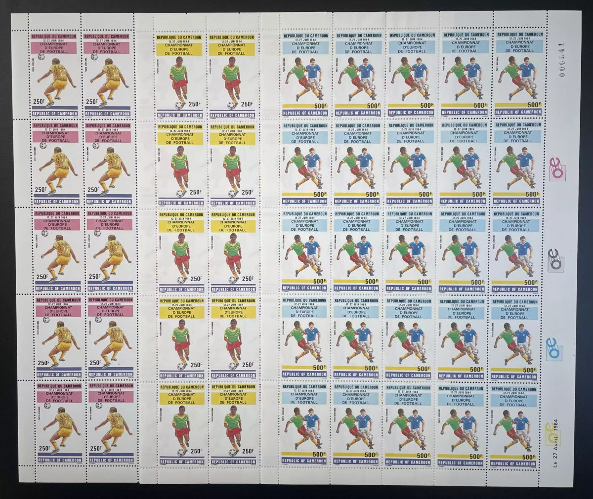 Cameroon 1984 YT PA 327-329 sheet football soccer championship Europe Euro
