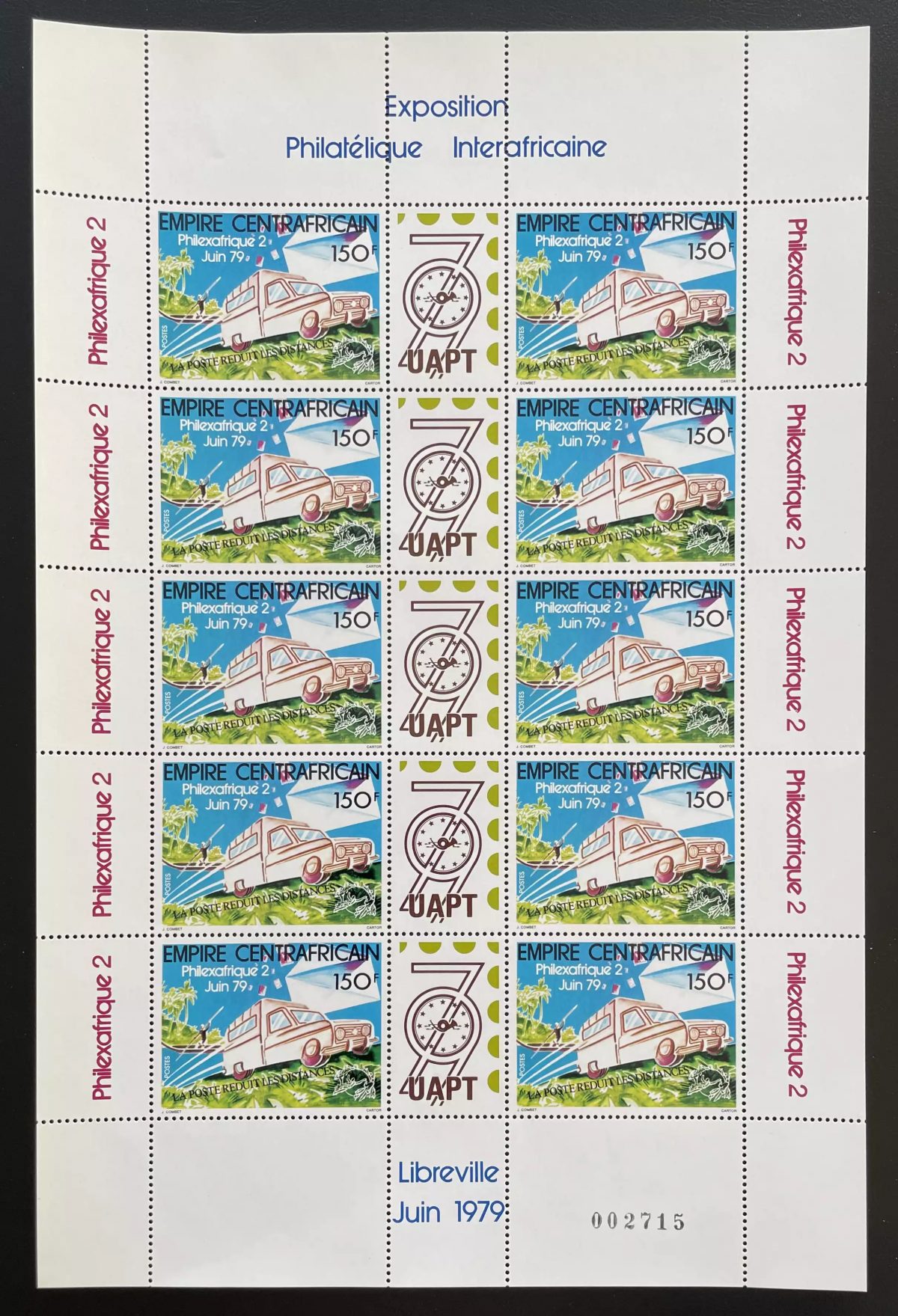 Zentralafrika 1979 YT 388A Bogen Philexafrique Transport LKW Schiff