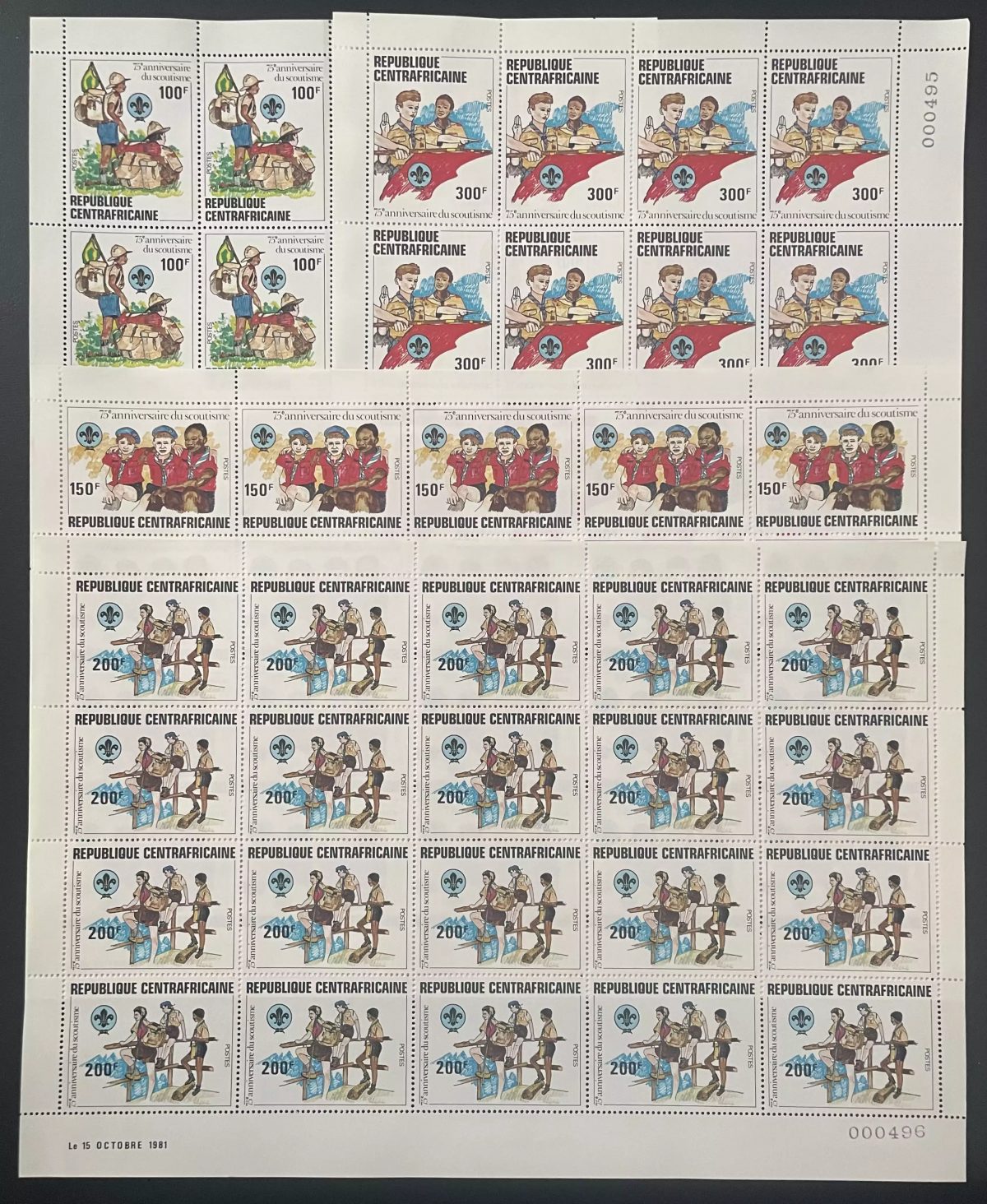 Zentralafrika 1982 YT 491-494 Pfadfinder Kinder 75. Jahrestag