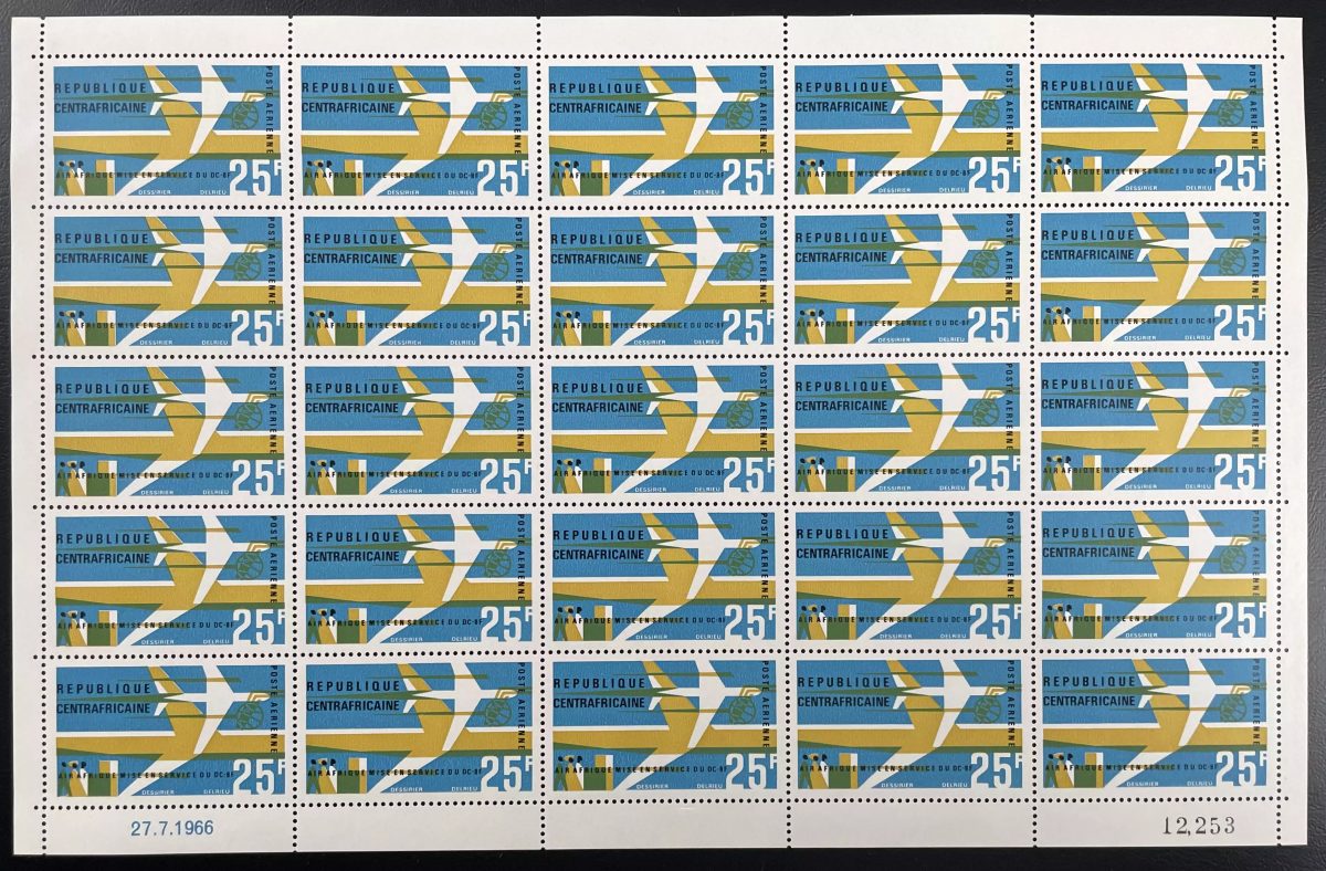 Central African 1966 YT PA 38 sheet Air Africa aviation transport