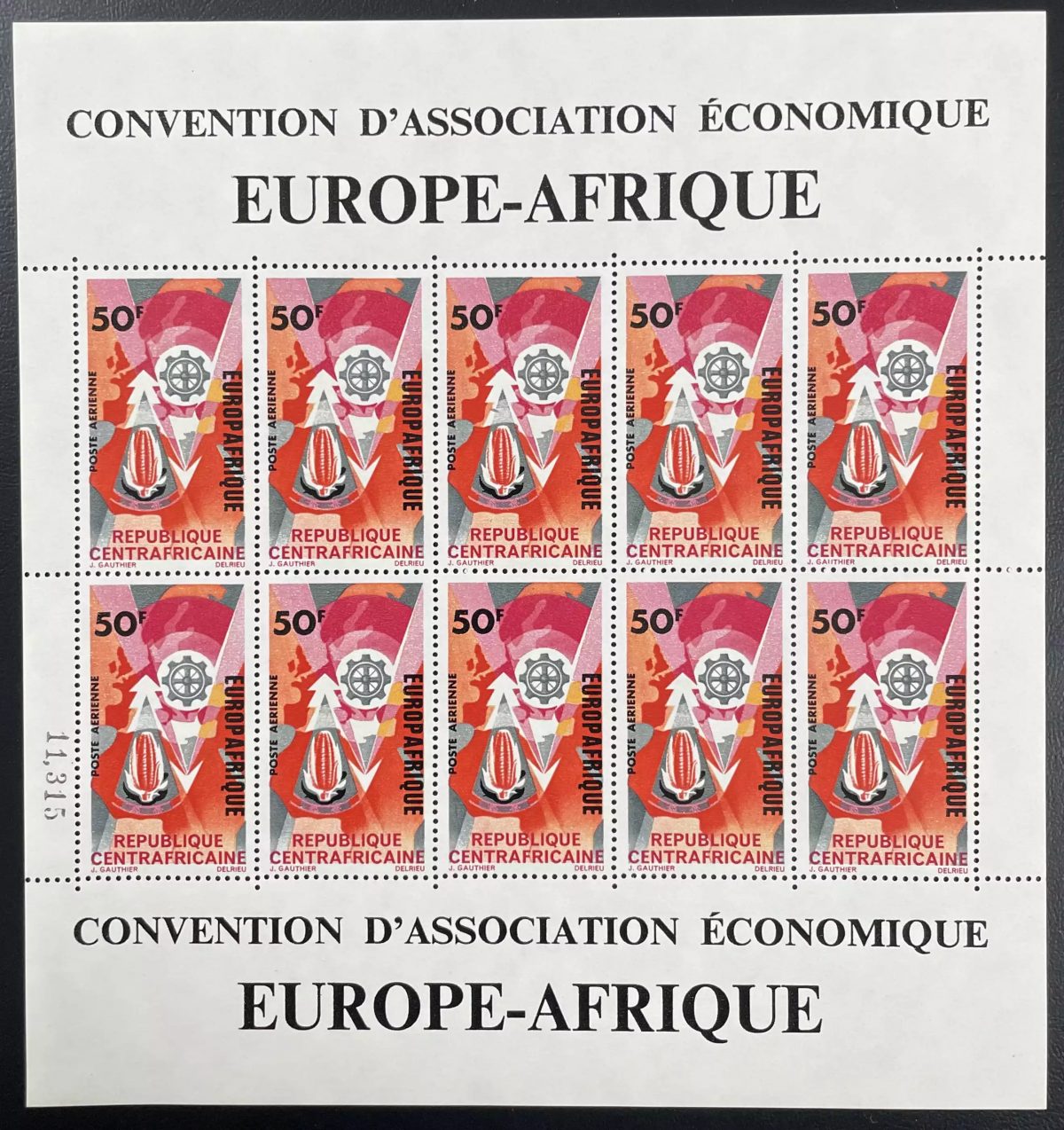 Central African 1966 YT PA 42 sheet Europafrique Economic Association