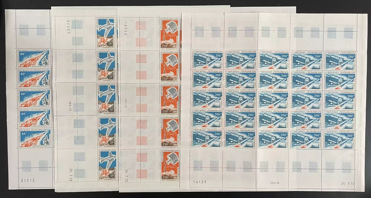 Central African 1972 YT PA 100-103 sheet Centraphilex space rocket plane