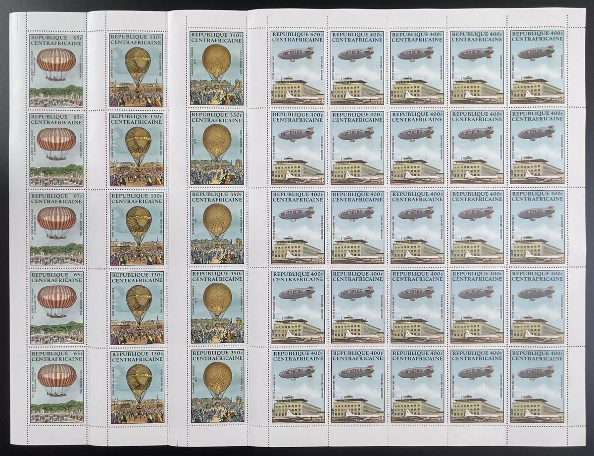 Central African 1983 YT PA 272-275 sheet balloons airships aviation transport