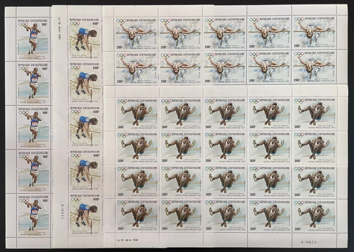 Centrafricaine 1987 YT PA 361-364 planche jeux olympiques Seoul athlétisme saut