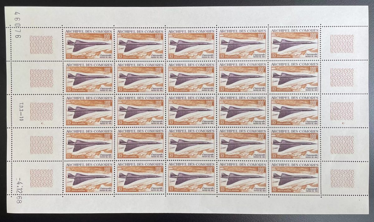 Comoros 1969 YT PA 29 sheet Concorde aircraft supersonic transport aviation