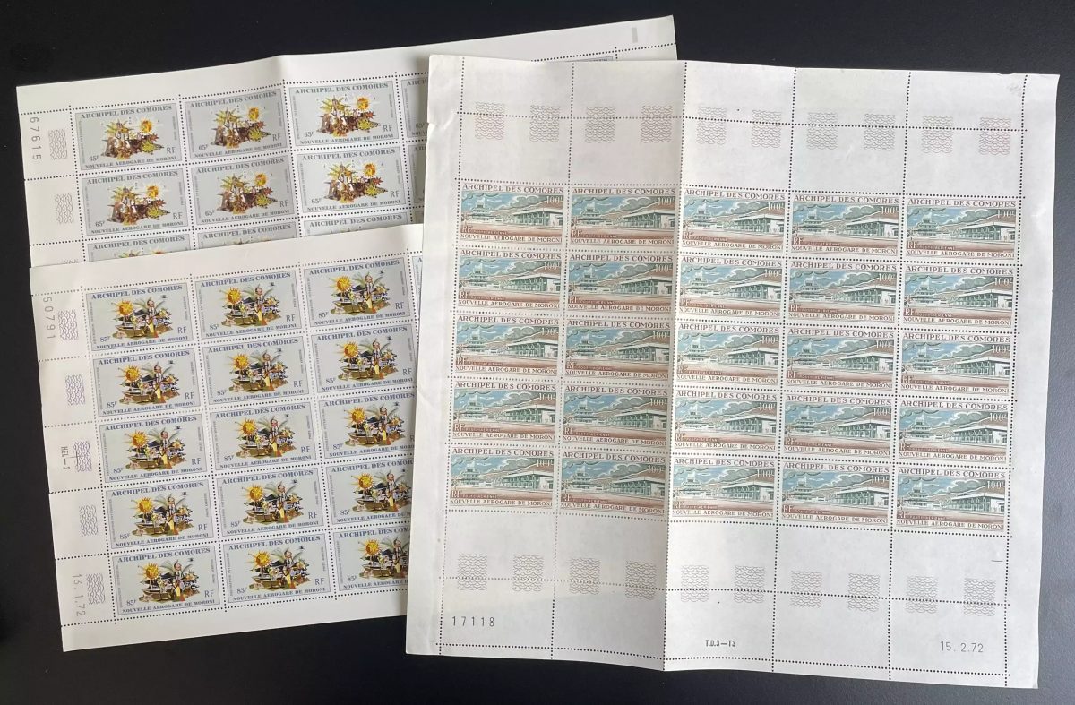 Comoros 1972 YT PA 39-41 sheet Moroni airport terminal aviation transport