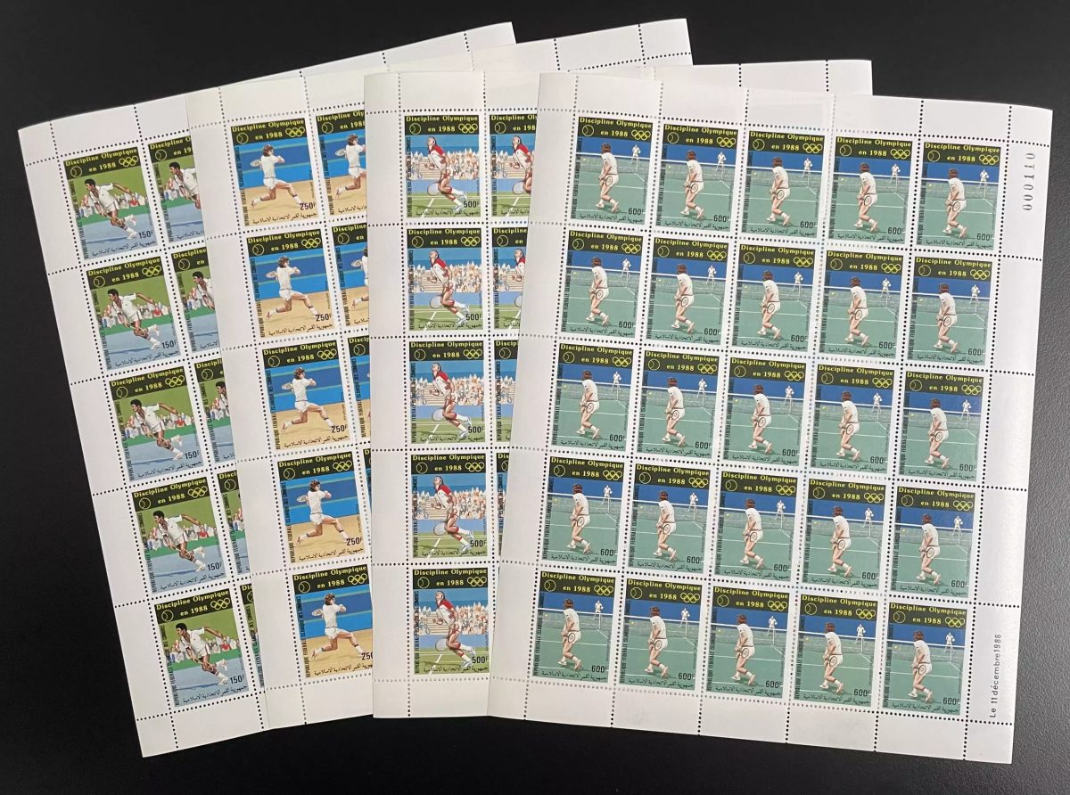 Comores 1987 YT PA 233-236 planche Jeux Olympiques Olympic Games Seoul tennis