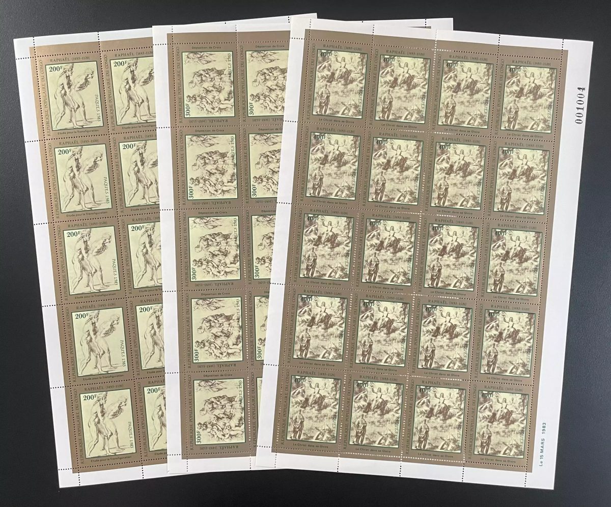 Congo 1983 YT 702-704 sheet art Easter Raphael painting paintings