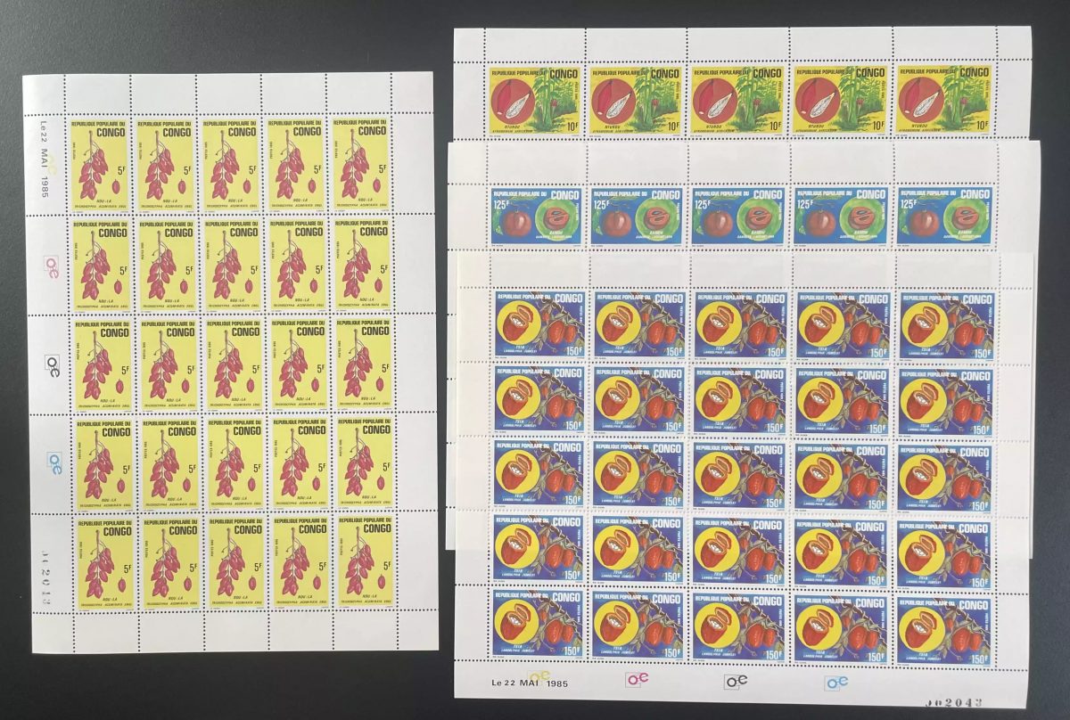Congo 1985 YT 751-754 planche fruits comestibles tropicaux