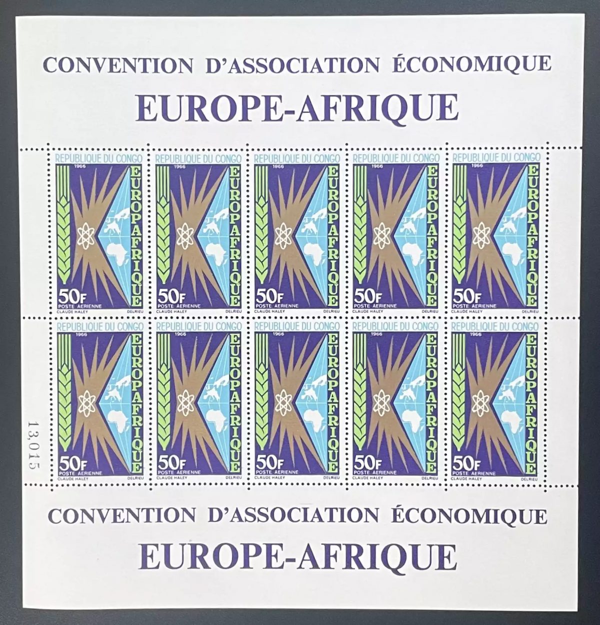 Congo 1966 YT PA 40 planche EuropAfrique convention association économique
