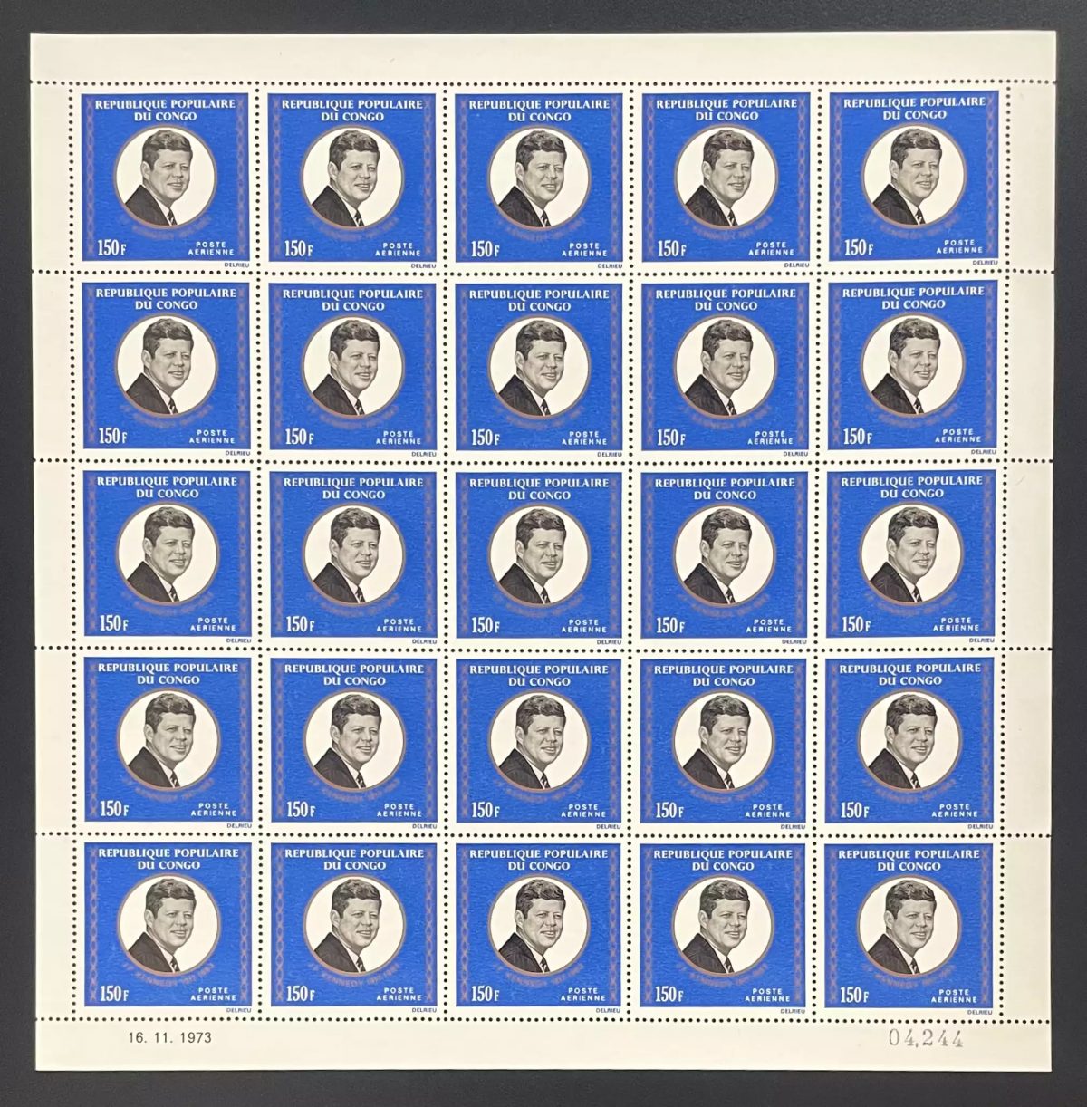 Congo 1973 YT PA 181 planche John F. Kennedy JFK président USA politique