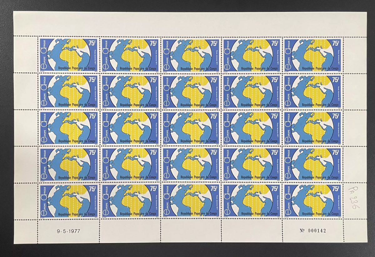 Congo 1977 YT PA 236 sheet Europe Africa globe map air link