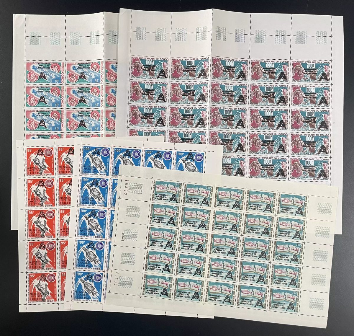 Congo 1979 YT PA 249-253 planche Apollo XI alunissage espace astronautes