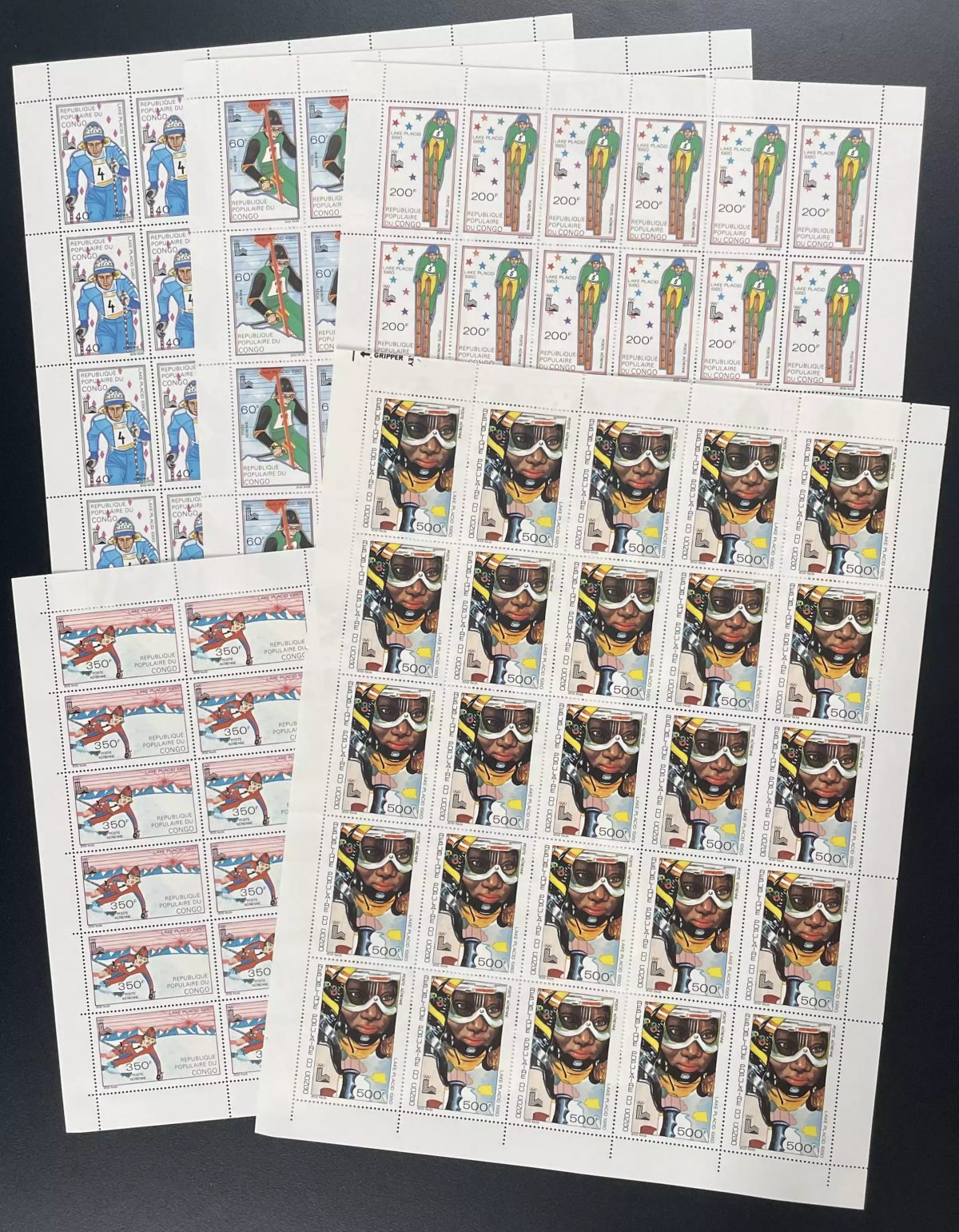Congo 1979 YT PA 259-263 planche JO Lake Placid ski olympique hiver