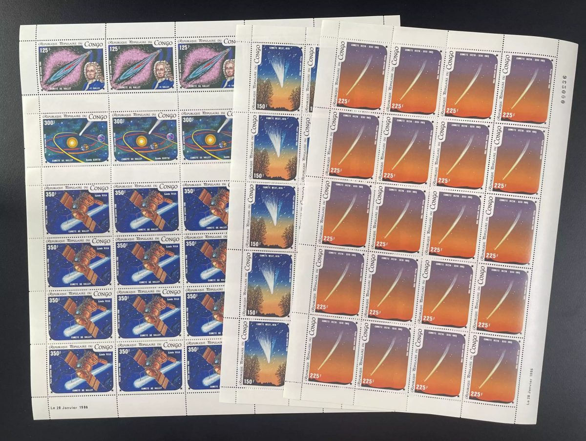 Congo 1986 YT PA 343-347 planche comète Halley espace astronomie
