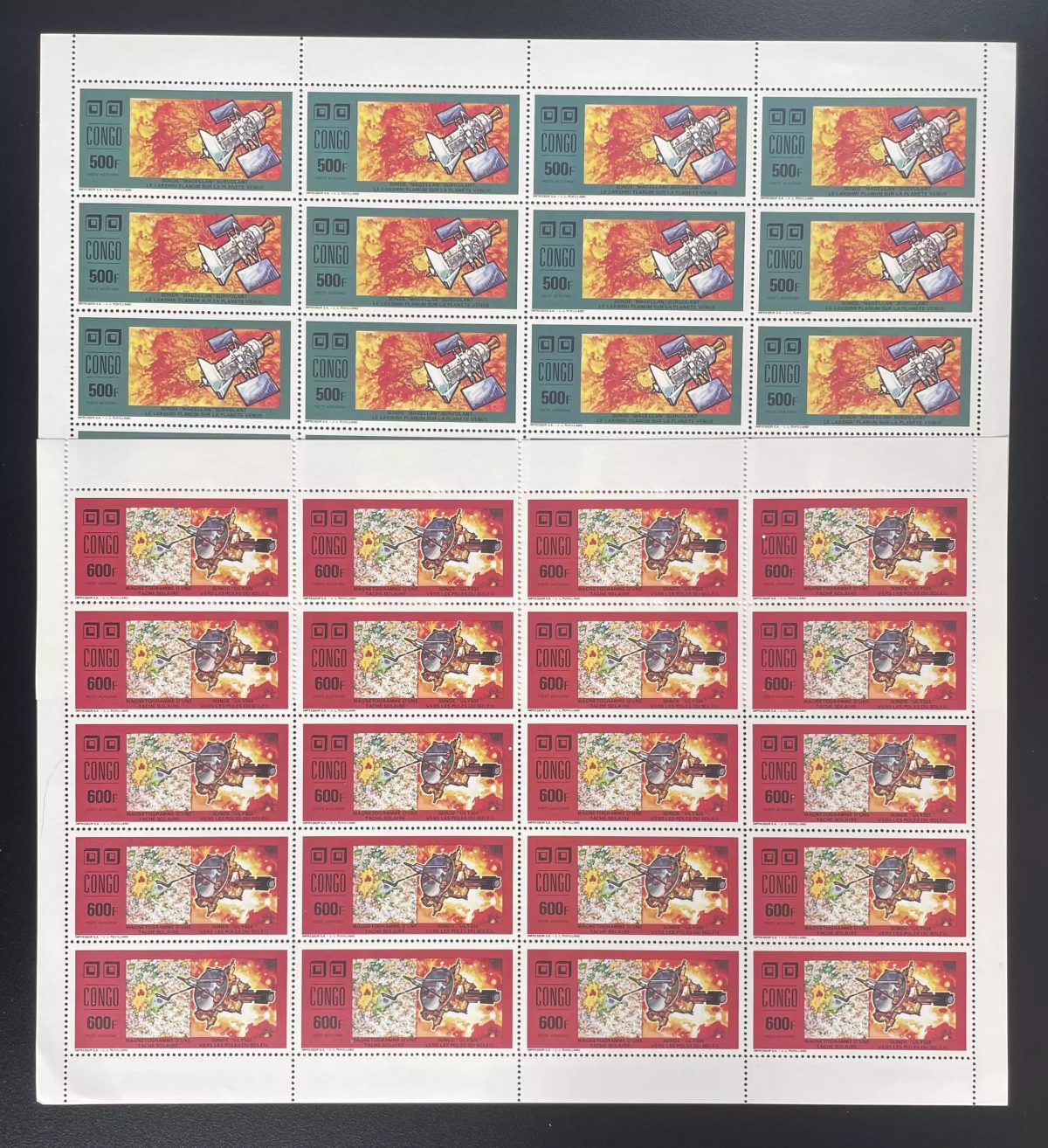 Congo 1991 YT PA 409-410 planche espace sonde spatiale Venus