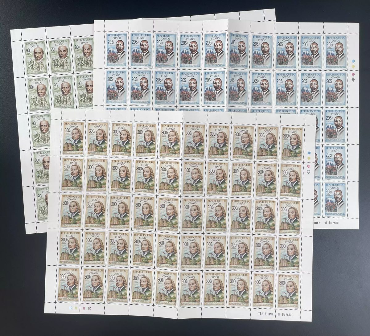Congo 1993 YT PA 422-424 planche Victor Schoelcher Luther King Claude Chappe