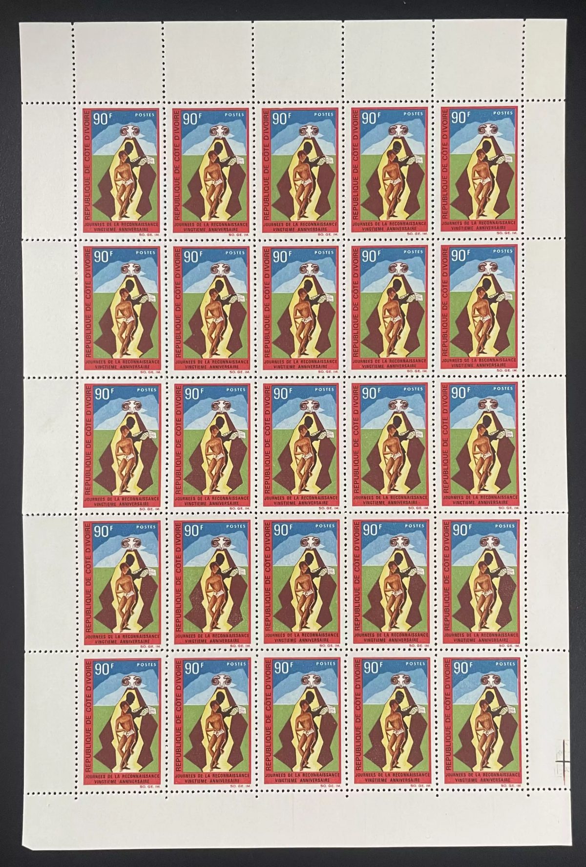 Ivory Coast 1967 YT 267 sheet Dove Anniversary Recognition Days