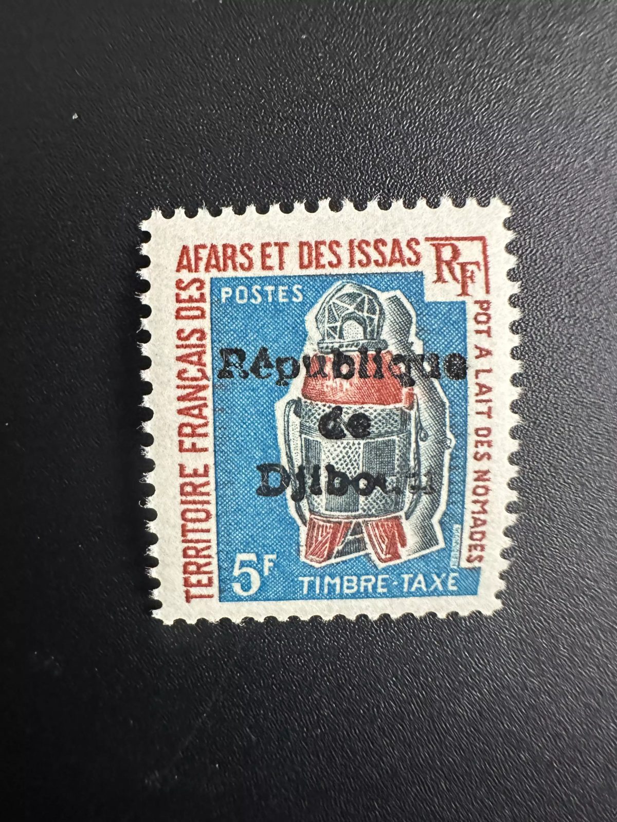 Djibouti 1977 Mi. TAXE 7 surcharge locale pot à lait nomades Afars Issas