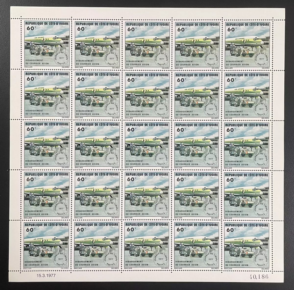 Ivory Coast 1977 YT 422 sheet Air Africa plane aviation mail