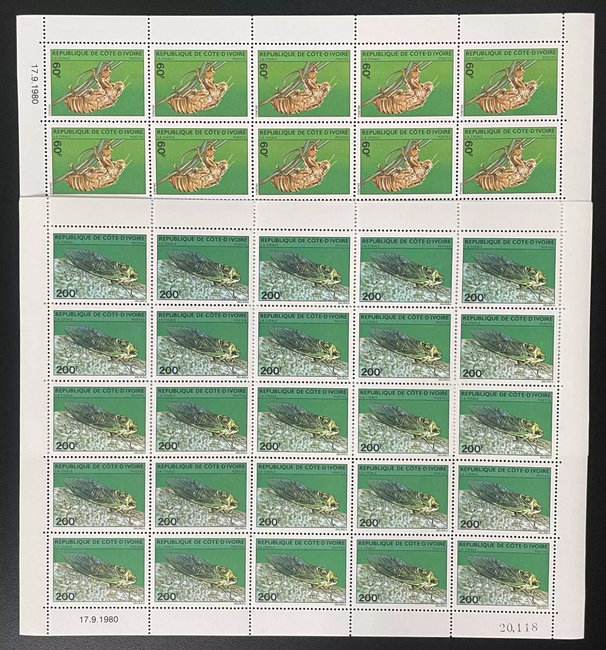 Elfenbeinküste 1980 YT 553-554 Zikade Insekt Fauna Entomologie