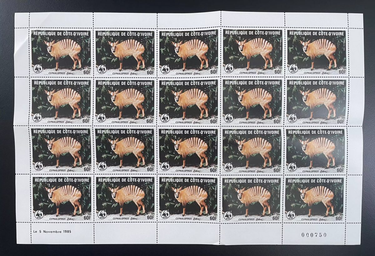 Elfenbeinküste 1985 YT 734 Bogen WWF Cephalophus zebra Antilope Ducker