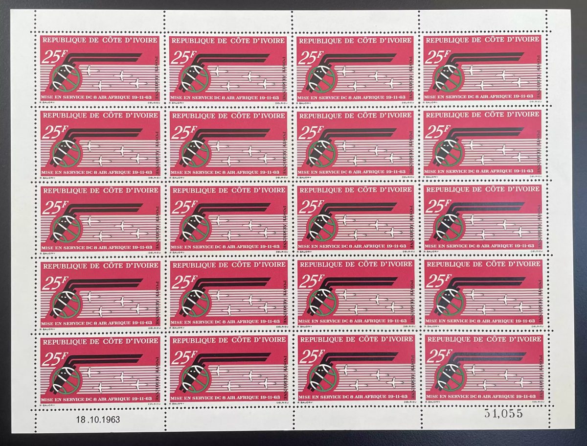 Ivory Coast 1963 YT PA 30 sheet Air Africa DC-8 aircraft aviation