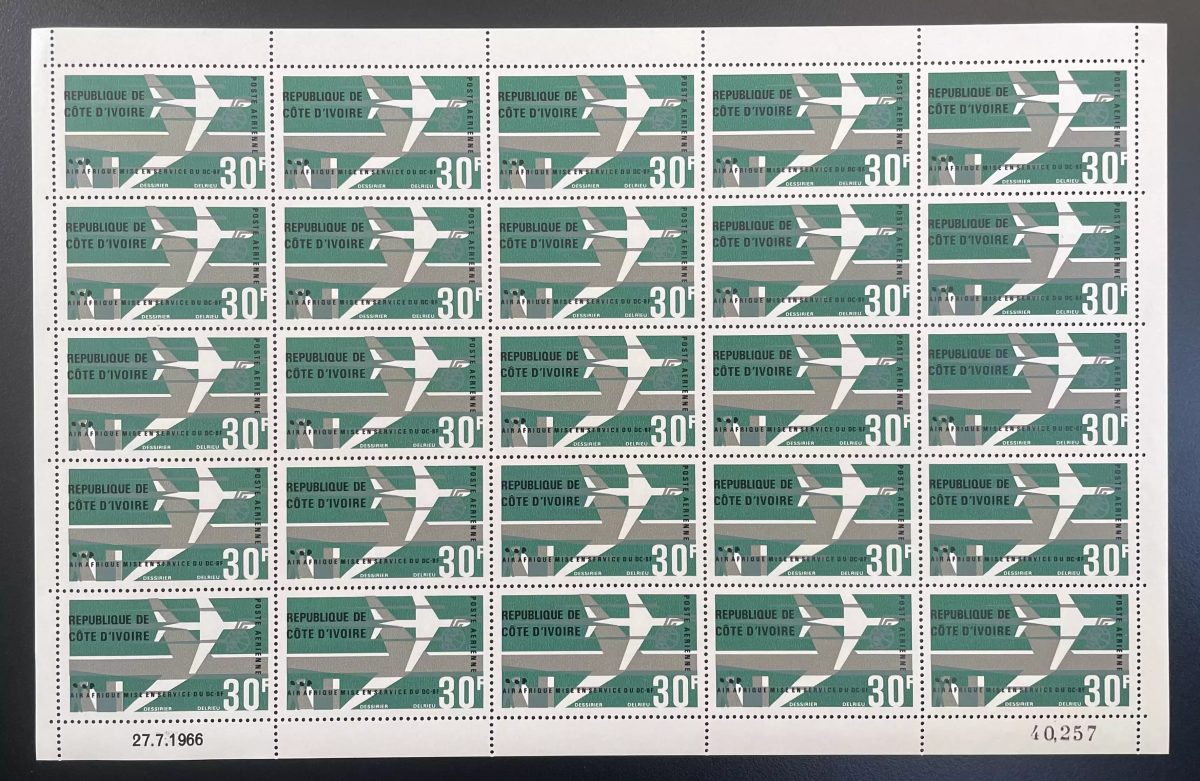 Ivory Coast 1966 YT PA 36 sheet Air Africa DC-8 aircraft aviation