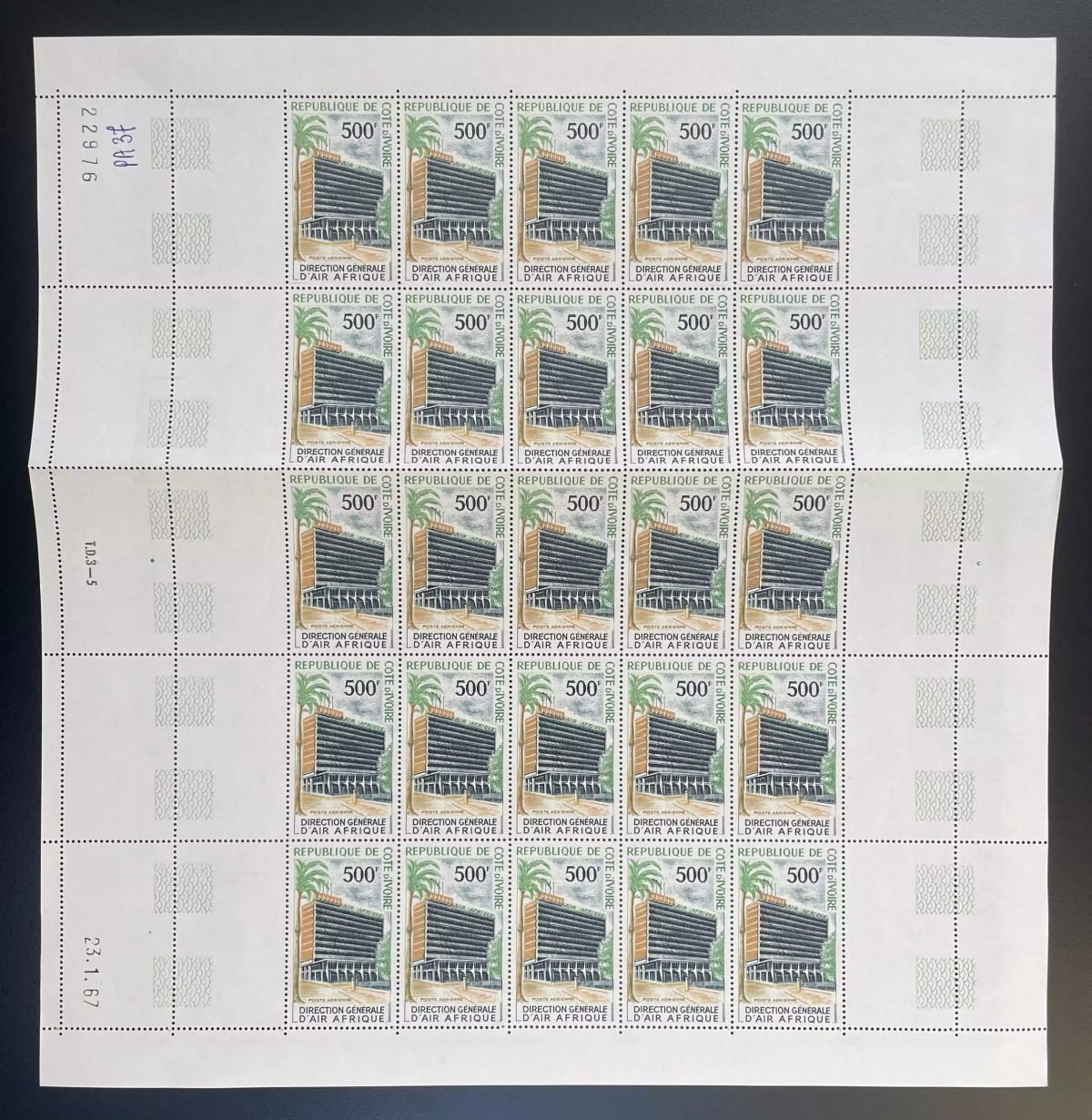 Ivory Coast 1967 YT PA 37 sheet Air Africa headquarters general management