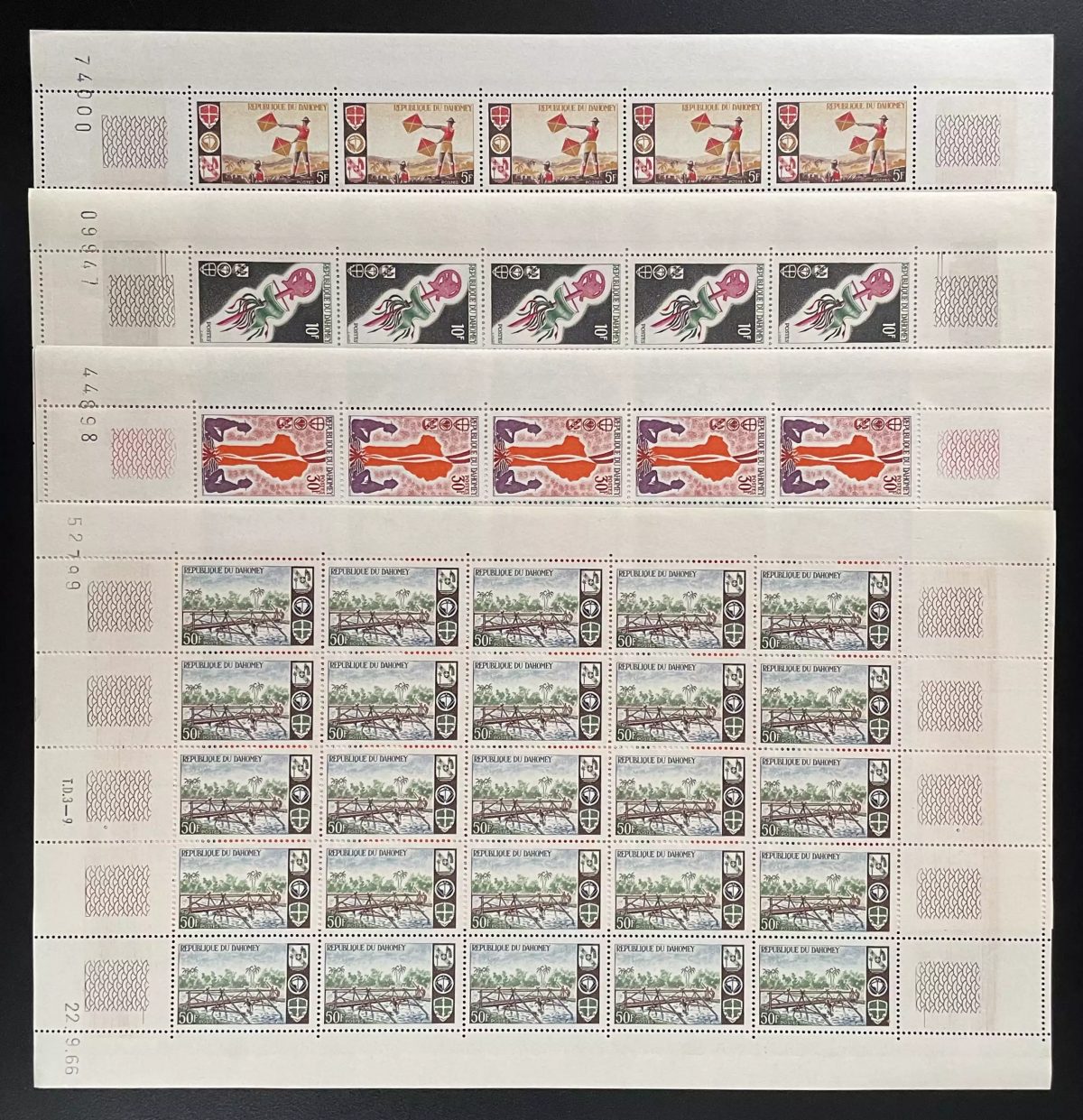 Dahomey 1966 YT 242-245 Bogen Pfadfinder Scoutismus Semaphor Karte