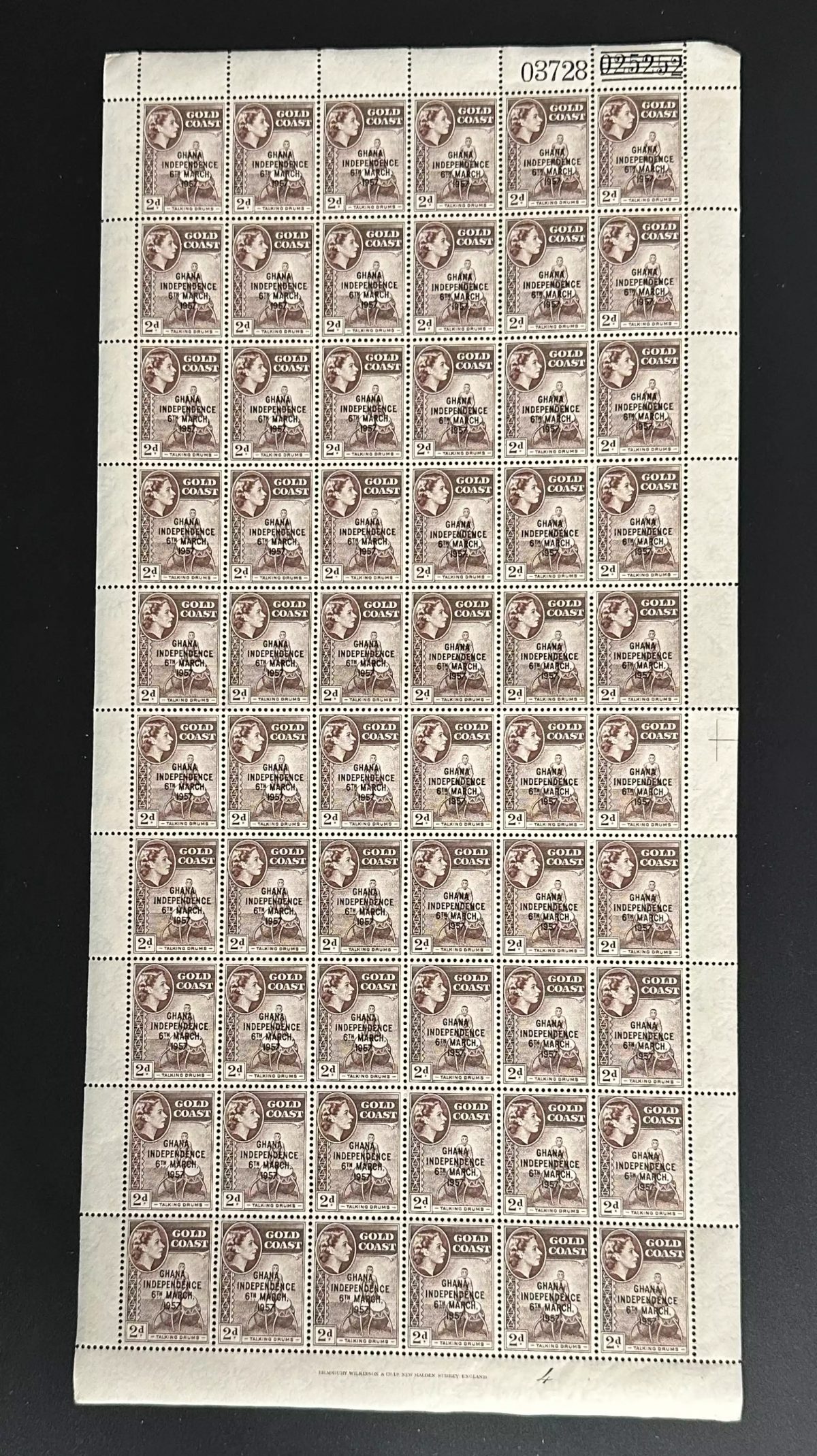 Ghana 1957 Mi. 8 surchargé planche Indépendance Gold Coast Reine Elizabeth II