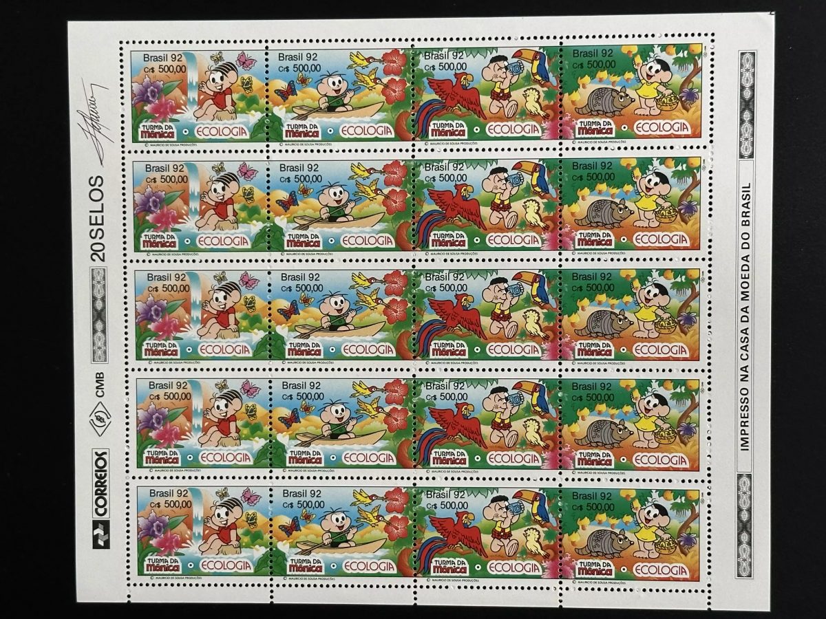 Brésil 1992 Mi. 2479 - 2482 planche Turma da Mônica Écologie Faune Toucan