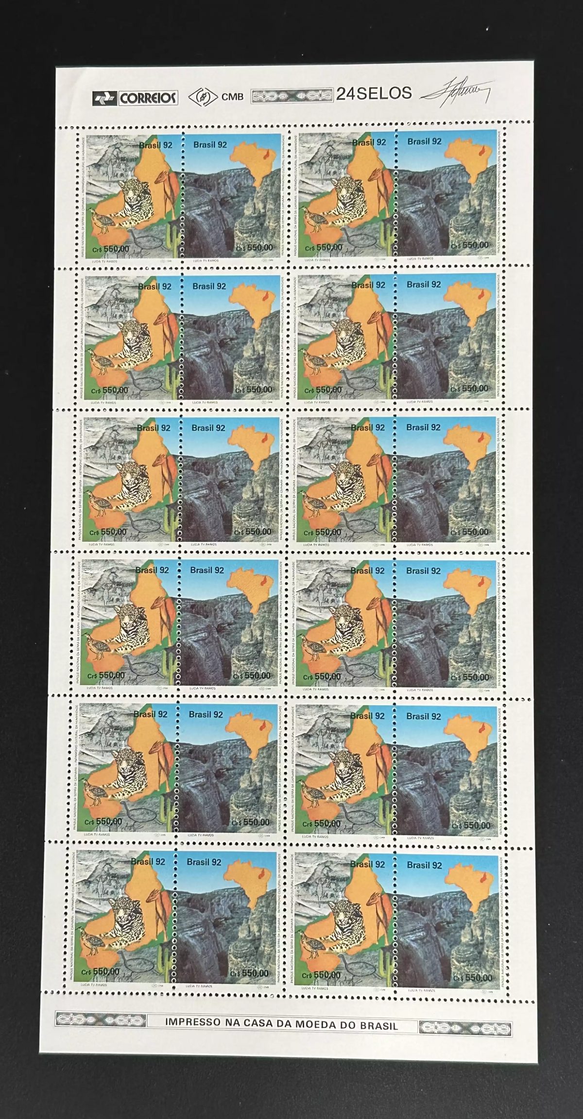 Brésil 1992 Mi. 2489 - 2490 planche jaguar caatinga faune flore cactus capivara