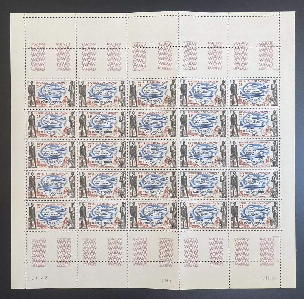 Dahomey 1962 YT PA 21 sheet Air Africa foundation airplane aviation