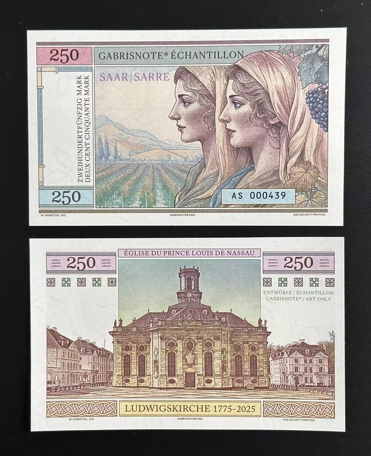 Matej Gabris Gabrisnote 250 Mark Saar/Sarre 2025 Ludwigskirche Billet Fantaisie