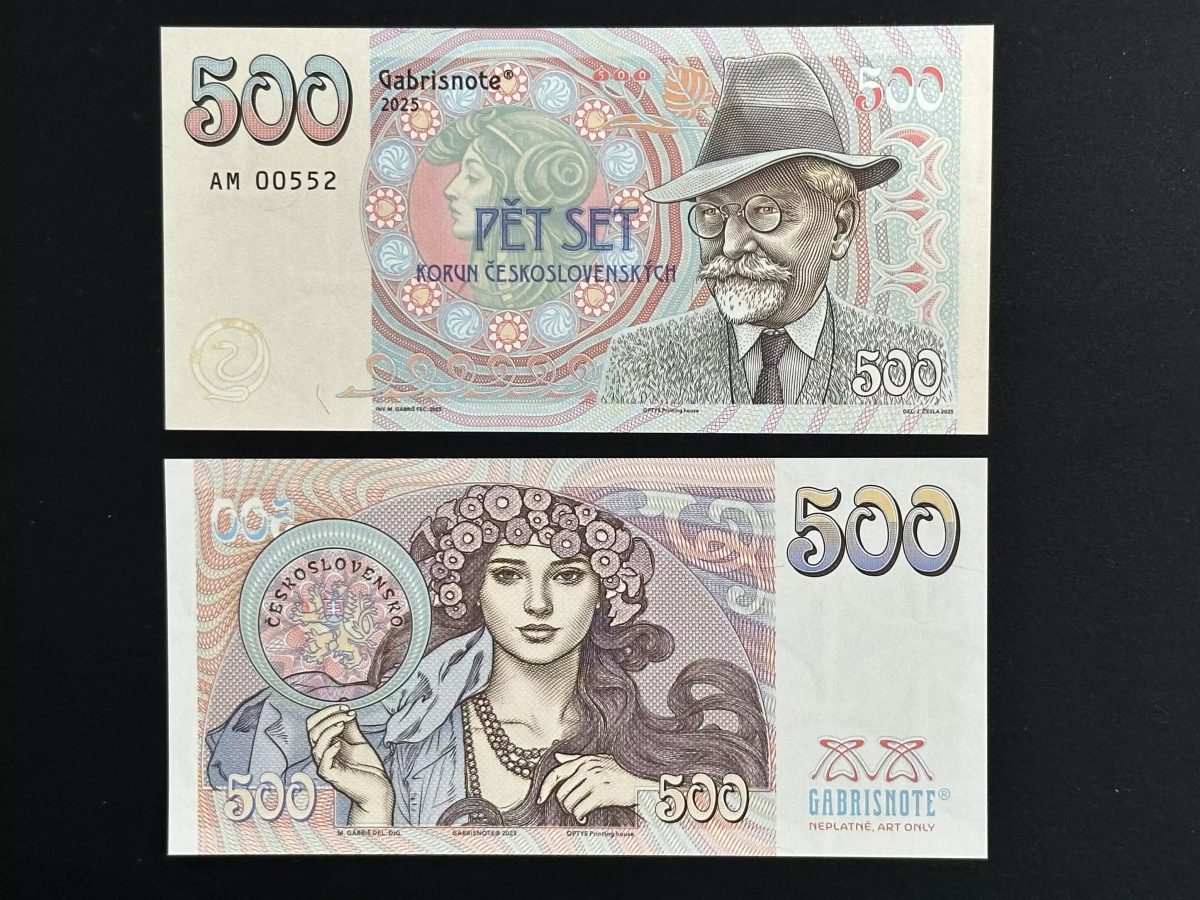 Matej Gabris Gabrisnote 500 Korun Československých 2025 Billet Art Nouveau Mucha