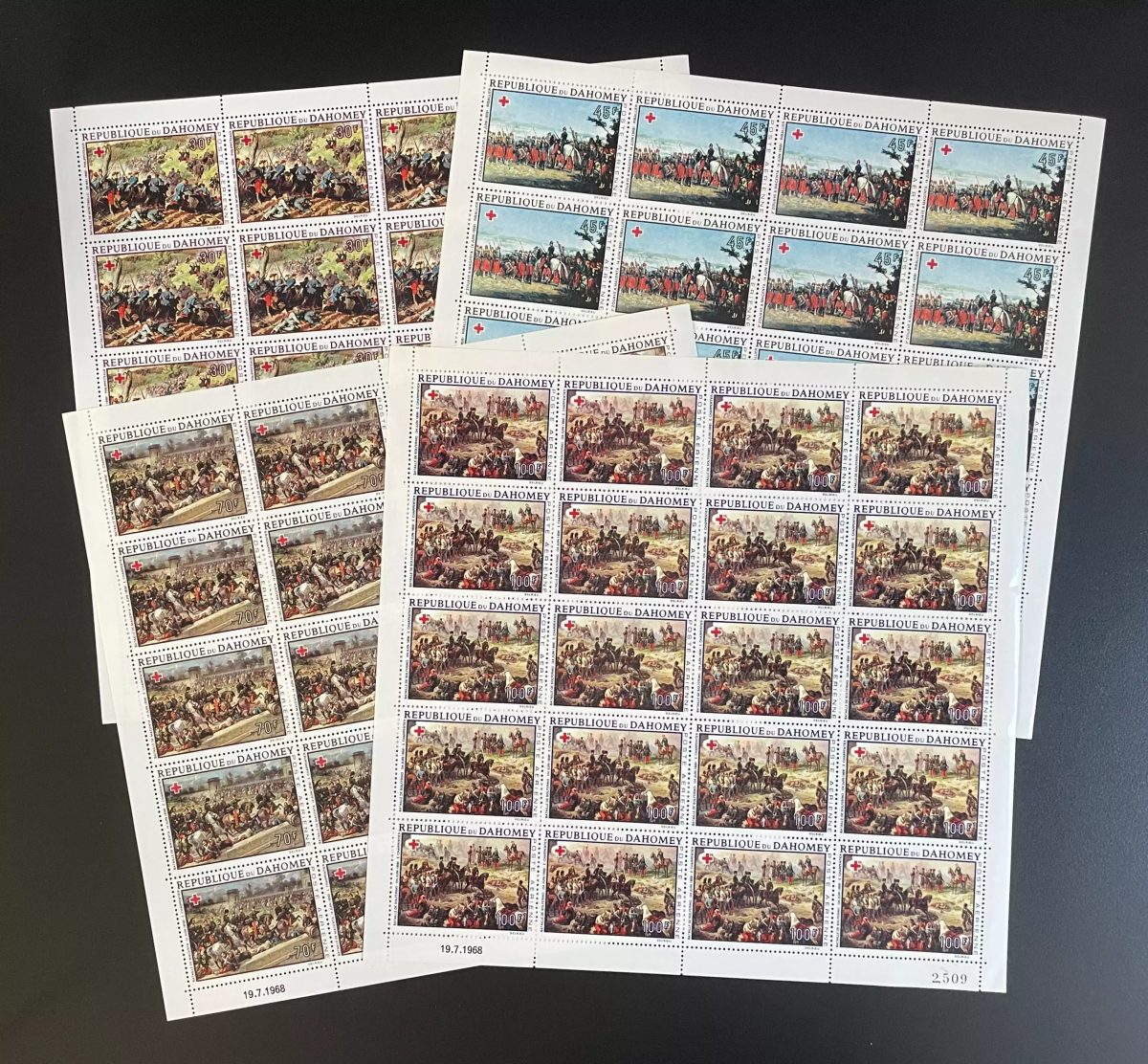Dahomey 1968 YT PA 81-84 planche Croix-Rouge Napoléon bataille peinture