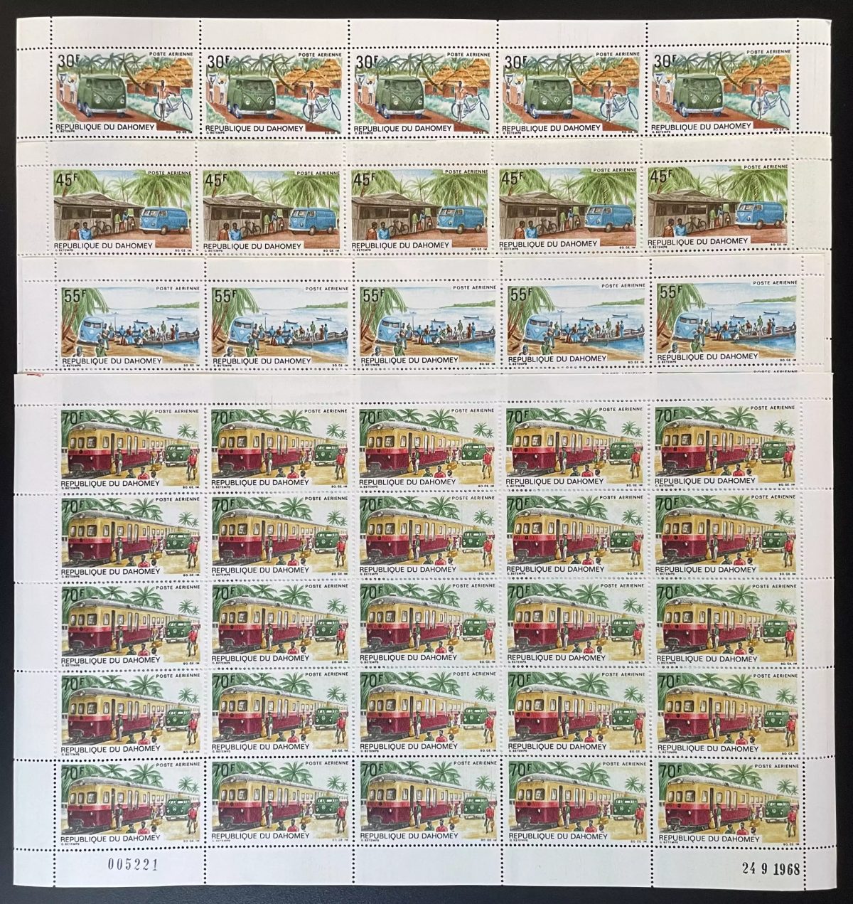 Dahomey 1968 YT PA 85-88 Bogen mobiler Post Bus Zug Transport