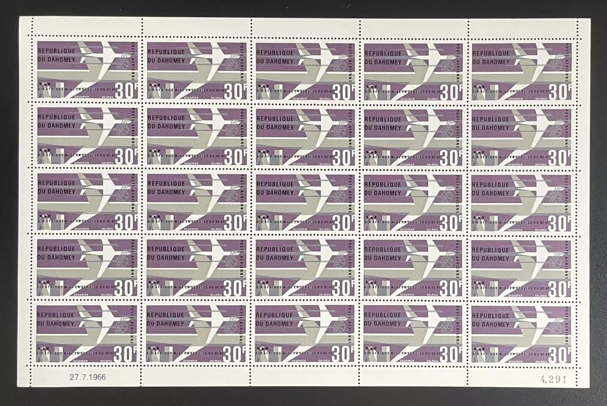 Dahomey 1966 YT PA 46 sheet Air Africa DC-8 aircraft aviation