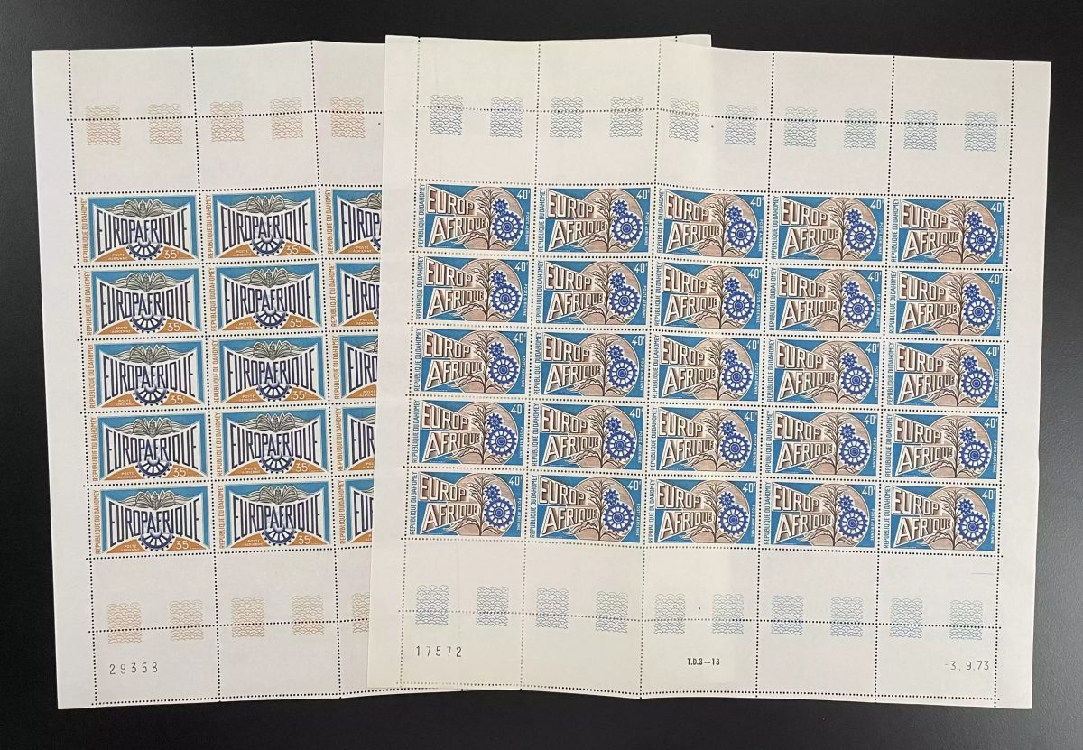 Dahomey 1973 YT PA 192-193 planche Europafrique Europe Afrique coopération