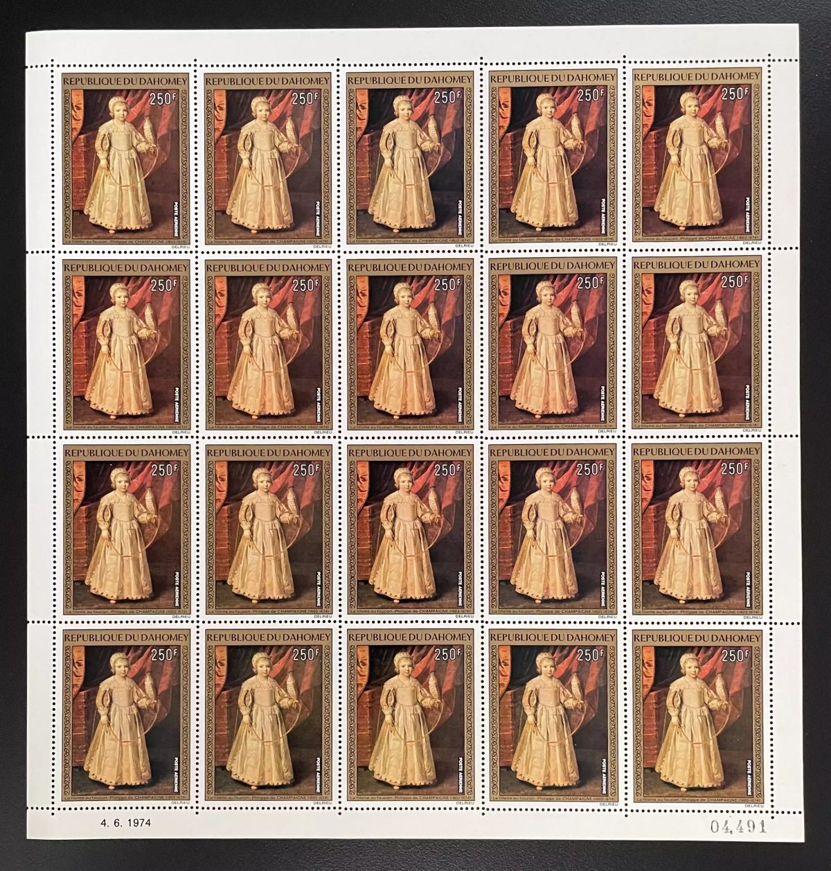 Dahomey 1974 YT PA 220 Bogen Champaigne Kind Gemälde Kunst Mädchen Falke